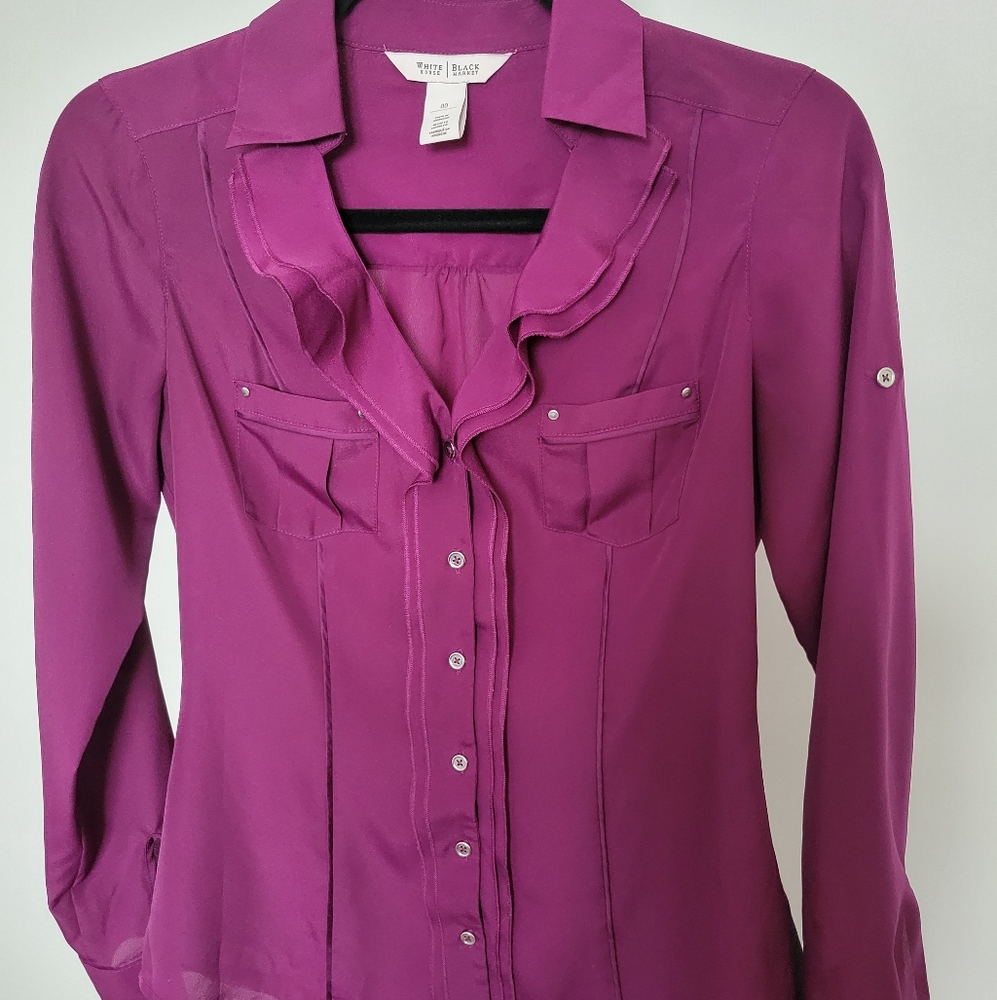 Magenta button down blouse